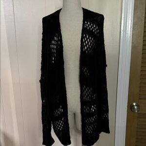 Elegant Black Open-Knit Women's Sweater